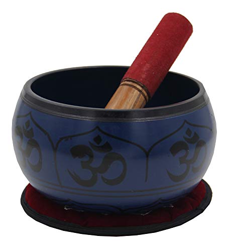 DharmaObjects Yoga Meditation 6 Inches OM Mantra Singing Bowl/Pad/Mallet Gift Set (Blue) - color: Blue, size: OM Mantra