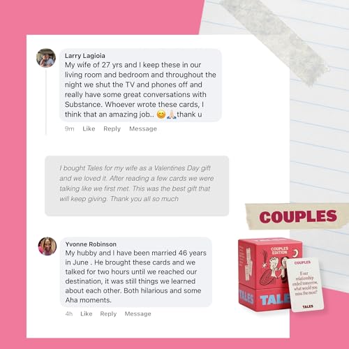 TALES 150 Conversation Starter Cards, Couples Edition, Prompts for Deeper Connection, Games for Adults, Date Night Ideas, Anniversaries, and Quality Time Together - color: Couples Edition