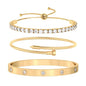 PCY Gold Bracelets For Women,3PC Bangle Gold Plated Bracelets For Women,Trendy Statement Cuff Stackable Bangles Set,Fashion Jewelry for Women. - size: Small