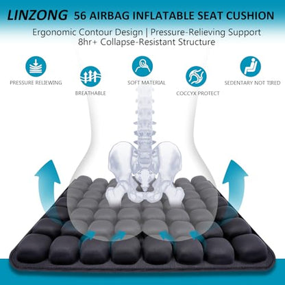 Travel Cushion Airplane Seat,Plane Seat Cushion for Long Flights,Portable Inflatable Seat Cushion for Air Travel,Office,Car and Wheelchair,Comes with Air Pump and Storage Bag