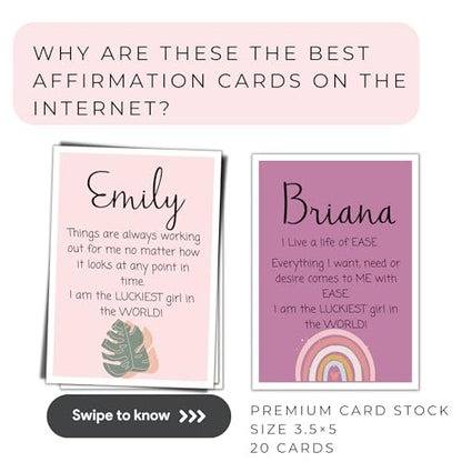 Dear Self Personalized Affirmation Cards for Women | Daily Affirmation cards | Mindfulness and Meditation cards | Positive Affirmations Gifts For Women | 20 Card Deck with Wood Stand