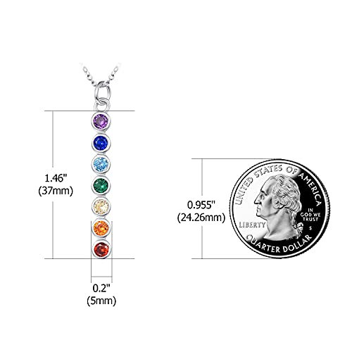 TANGPOET 7 Chakra Necklace for Women 925 Sterling Silver Healing Stone Pendant Necklace Reiki Meditation Jewelry Gifts for Mom Wife Yoga Lover Birthday Christmas Stocking Stuffers
