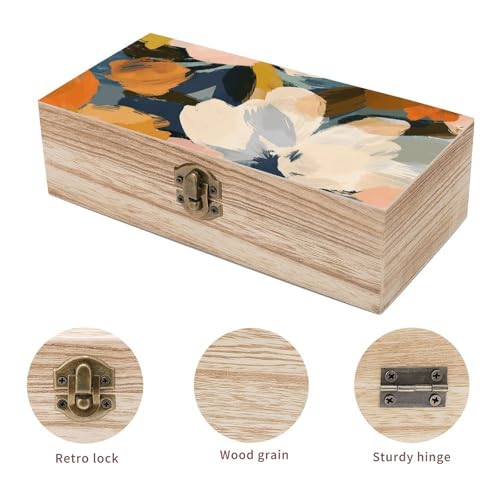 Warm Earth Tone Wooden Box Wooden Storage Box Wooden Boxes for Storage Wooden Box with Hinged Lid Wooden Jewelry Box Wooden Jewelry Box for Women Small Wooden Box