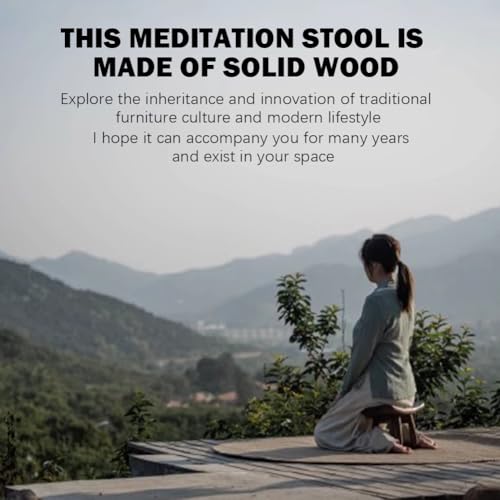 Solid Wood Meditation Stool, Chinese Zen Meditation Stool, Mortise and Tenon Craft Kneeling Stool, Black Walnut Solid Wood Meditation Stool, Compact and Portable,B and Cushion - color: B and Cushion