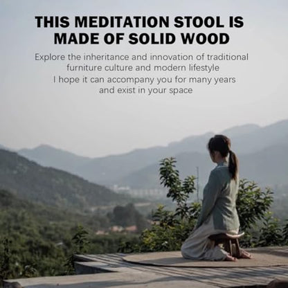 Solid Wood Meditation Stool, Chinese Zen Meditation Stool, Mortise and Tenon Craft Kneeling Stool, Black Walnut Solid Wood Meditation Stool, Compact and Portable,B and Cushion - color: B and Cushion