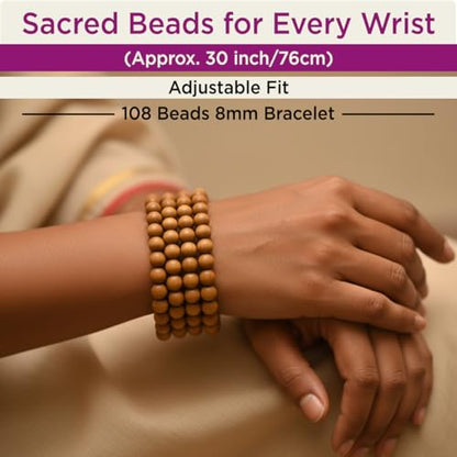 Sandalwood Bracelet for Women Men Buddhist Prayer Strand Chandan Bracelet Handmade Stretchable Elastic Sandalwood Beaded Wristbands for Yoga Meditation - style: 108 Beads 8mm Bracelet