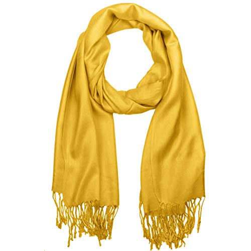 Falari Women's Soft Solid Color Pashmina Shawl Wrap Scarf, for Wedding, Bridesmaid Gifts, Evening Dress - color: Gold