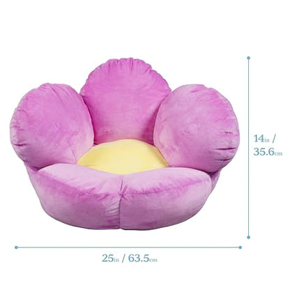 ECR4Kids SoftZone Flower-Shaped Cozy Floor Cushion, 25in, Flexible Seating, Bright Purple