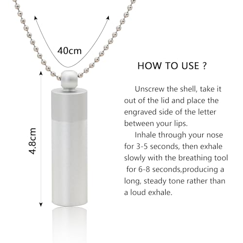 528 Hz Meditation Necklace Breathing Frequency Sound Healing Device by Adjusting The Breathing for Anxiety & Stress Relief Mindfulness (Silver) - color: Silver
