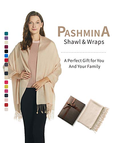 EURKEA Women's Scarf Pashmina Silky Soft Shawls Wraps Stole for Evening, Wedding and Gift - color: Gold