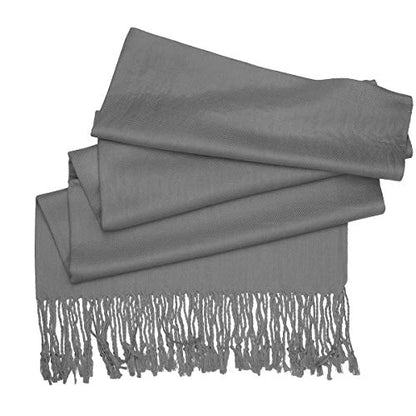 Falari Women's Soft Solid Color Pashmina Shawl Wrap Scarf, for Wedding, Bridesmaid Gifts, Evening Dress - color: Dark Grey