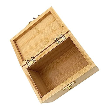 Healifty Bamboo Storage Box Jewelry Box Organizer Square Case Capacity for Home Office Decor Style