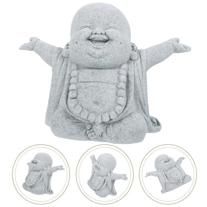 NOLITOY Small Buddha Statue, Meditating Sandstone Buddha Statues Zen Decor for Home Office Fish Tank Accessories Ornament