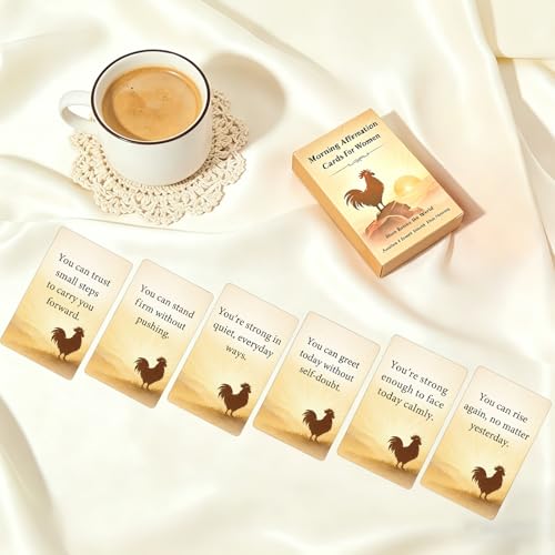 Rooster Morning Affirmation Cards for Women – 55 Daily Mindset Cards for Confidence & Self Care – Chicken Lover Gifts, Unique Birthday, Mothers Day & Christmas Idea - color: Rooster Card