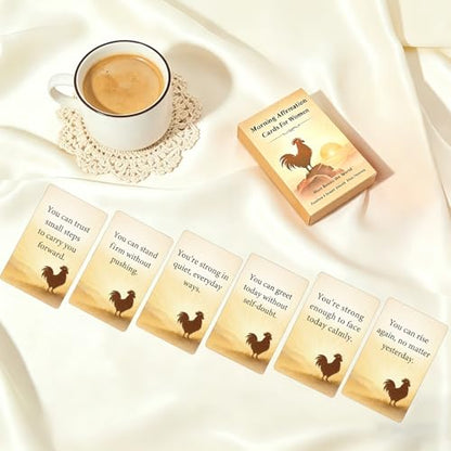 Rooster Morning Affirmation Cards for Women – 55 Daily Mindset Cards for Confidence & Self Care – Chicken Lover Gifts, Unique Birthday, Mothers Day & Christmas Idea - color: Rooster Card