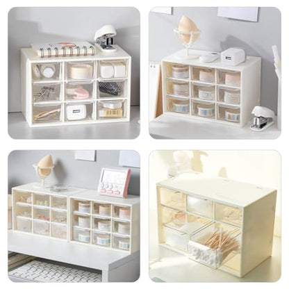 Cabilock 2pcs Clear Storage Drawer Organizer Multifunctional Sundries Storage Box for Jewelry Makeup and Crafts Stackable Design for Bathroom Office and Bedroom Use