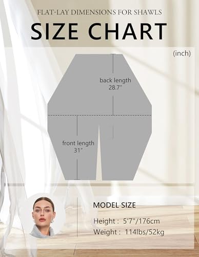 PULI Womens Elegant Cross Front Shawl Wraps Knitted Ponchos Cape Light Weight Poncho Sweater Soft Warm Travel Wraps - color: Rib-light Heather Grey