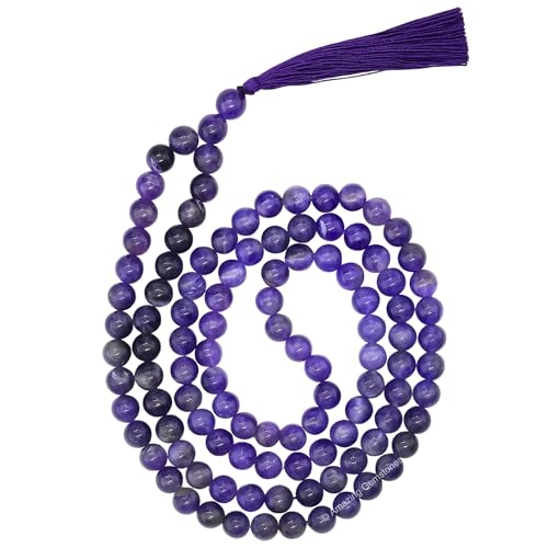 Amazing Gemstone Amethyst Mala - Without Knotted - color: Amethyst, style: Plain