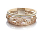Fesciory Leopard Bracelet for Women, Boho Leather Wrap Multi-Layer Pearl Crystal Bracelet Bangle Jewelry - style: Gold Stone(Short)
