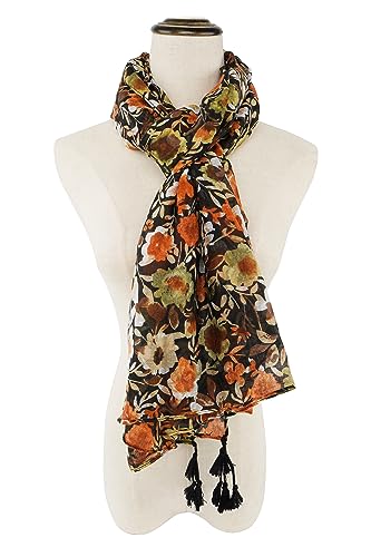 YOUR SMILE Large Boho Scarf for Women Lightweight Floral Printed Scarves Fall Winter Fashion Fringed Shawl wraps - color: 39