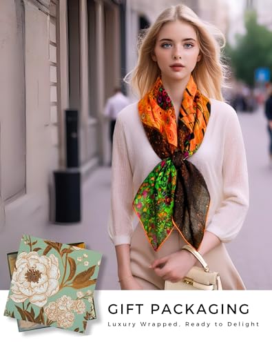 PoeticEHome Cashmere Scarf Wrap 36"x36" - Featherlight & Wrinkle-Free Artistic Square Shawl for Travel & Office, Gift Ready - color: The Kiss - 36"