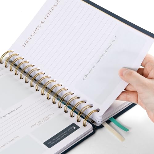 90-Day Guided Mental Health Journal for Anxiety, Mindfulness & Emotional Wellness – Daily Prompts for Self-Care, Self-Reflection, Calm, Stress Relief & Inner Strength (5.9" x 8.7" Spiral Bound) - color: Turquoise, Blue, White