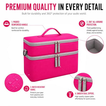 Bevegekos Carrying Storage Travel Bag for Toniebox 2 Starter Set, for 25+ Tonie Figures, Charging Station & Headphone, Case Only (Rosy/Pink, Large) - color: Rosy/Pink
