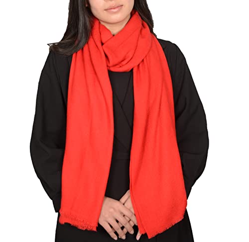 Handwoven Shawl Wraps Large Stole 8 ply Exclusive Premium Quality Wool Handmade in Nepal Pashmina Scarfs for Women And Men - color: Red