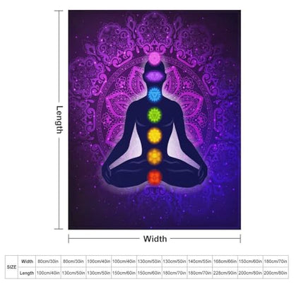Seven Chakra Yoga Meditation Lotus Purple Mandala A Soft and Thick 280g Flannel Blanket with Excellent Insulation Effect 50"x60"