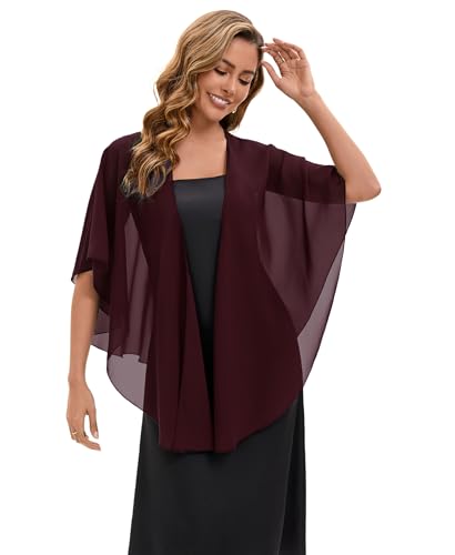 Baoqiya Chiffon Shawl Evening Scarf Shawls and Wraps for Women Wedding Party Bridal Scarves Cover Ups - color: Deep Purple