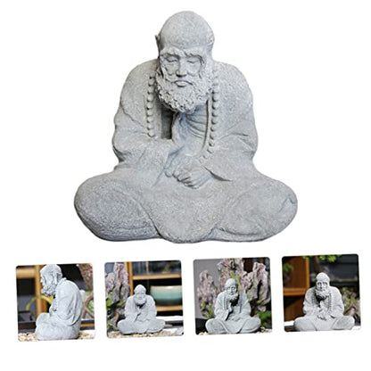 GANAZONO 1pc Chinese Style Buddha Statue Decorative Sandstone Buddha Figurine for Home and Garden Zen Landscape Decor for Living Room Office and Meditation Spaces