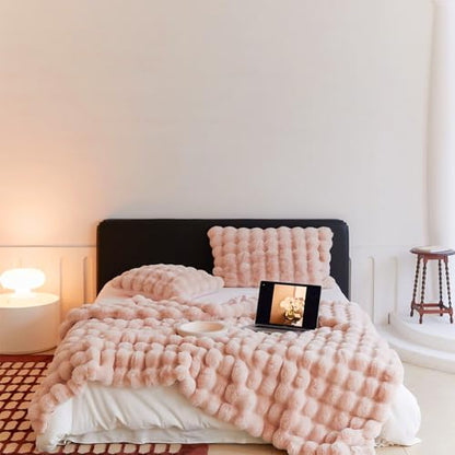 Large Fluffy Bed Blankets Throws Cozy Shaggy Faux Fur Blanket Soft Plush Thick Throw Blanket for Bed, Couch, Sofa, Office, Camping 60''x80'' Pink - color: D-pink, size: 60''x80''