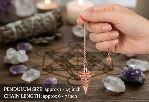 Lightweight Copper Reiki Pendulum for Dowsing, Chakra Testing & Divination – Spiral Cone Healing Tool for Meditation, Energy Balance & Negative Energy Removal - color: Spiral Cone Copper Metal Pendulum