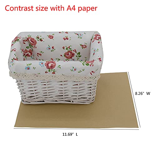 KINGWILLOW Woven Rectangular Wicker Storage Basket,Small Organizer Box - color: White-Wicker
