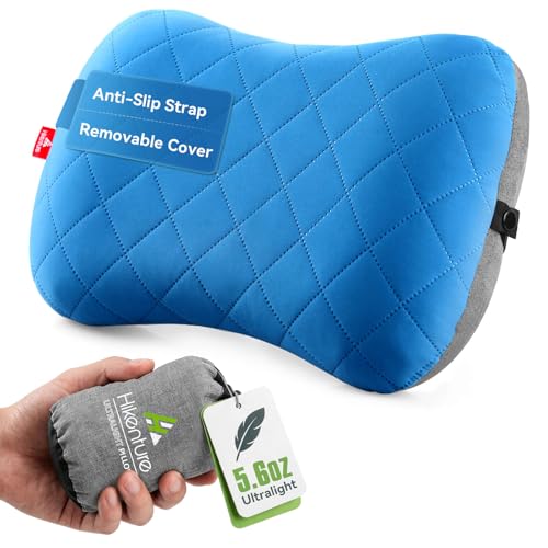 Hikenture Camping Pillow with Removable Cover - Ultralight Inflatable Pillow for Neck Lumbar Support - Upgrade Backpacking Pillow - Washable Travel Air Pillows for Camping, Hiking, Backpacking - color: Blue