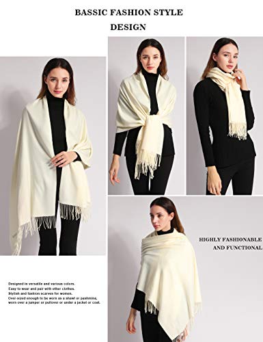 Pashmina Shawl Women Winter Scarf Warm Wedding Wraps Ladies Scarves for Evening Dresses - color: Ivory