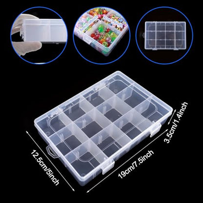 Bead Organizer Box, 1 Pack 12 Grids Plastic Storage Box with 18 Removable Grids Compartments, Small Plastic Jewelry Organizer Box for Beads Jewelry Earring Cosmetics Craft Tackle Pills