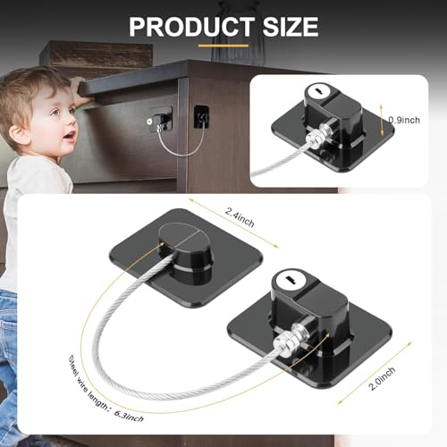 Fridge Lock, 2PCS Upgraded Refrigerator Lock for Freezer, Cabinets and Drawers, Air Fryer, Closets, Windows, Doors, Durable ABS with Adhesive Backing, Easy Install, No Tools Needed, Black & White - color: Black/White