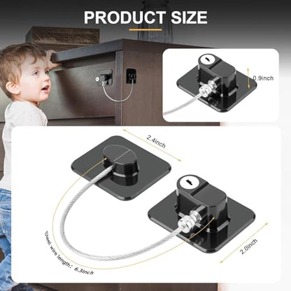 Fridge Lock, 2PCS Upgraded Refrigerator Lock for Freezer, Cabinets and Drawers, Air Fryer, Closets, Windows, Doors, Durable ABS with Adhesive Backing, Easy Install, No Tools Needed, Black & White - color: Black/White
