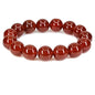 Keleny Natural Gem Semi Precious Gemstones 14mm Round Beads Crystal Stretch Bracelets 7 Inch Unisex - color: Dyed AA Grade Red Agate