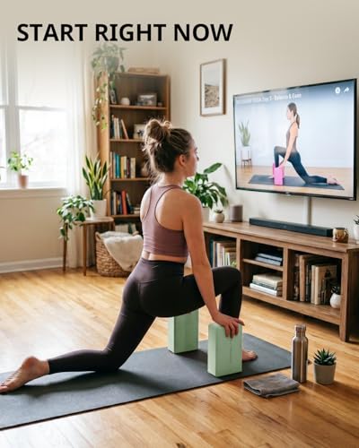 Trideer Yoga Blocks 2 Pack, Soft Non-Slip Foam Blocks with Beveled Edges for Alignment and Stretching in Yoga, Pilates, and Dance - Supportive, Lightweight, Odor Resistant, Latex-Free