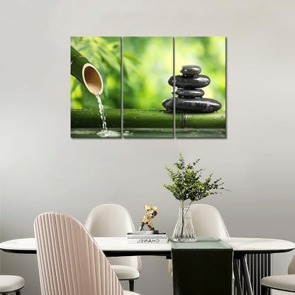 Zen Wall Art Green Spa Still Life with Bamboo Canvas Wall Art Painting Pictures Print On Canvas Botanical The Picture for Home Modern Decoration Stretched by Wooden Frame,Ready to Hang