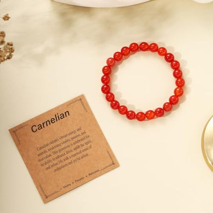 Crystal Healing Bracelet for Women, 8mm Gemstone Beaded Stretch Bracelet Natural Stone Stress Relief Beads Jewelry Birthday Christmas Gifts for Her Friends Daughter