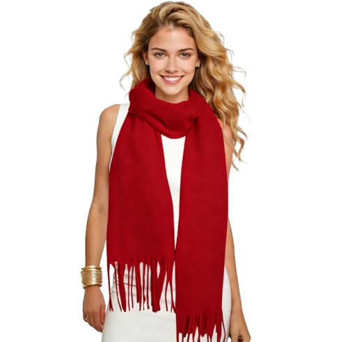 Winter Soft Long Scarf, Pashmina Shawls and Wraps, Warm Large Scarves for Men Women Evening Dress Wedding - color: Red