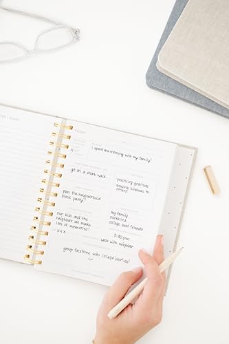 Sugar Paper Mindful Journal, 250 Guided Pages, Rose Linen Cloth Cover and Elastic Band Closure, 7" x 8" - color: Rose Pink, size: Mindful Journal