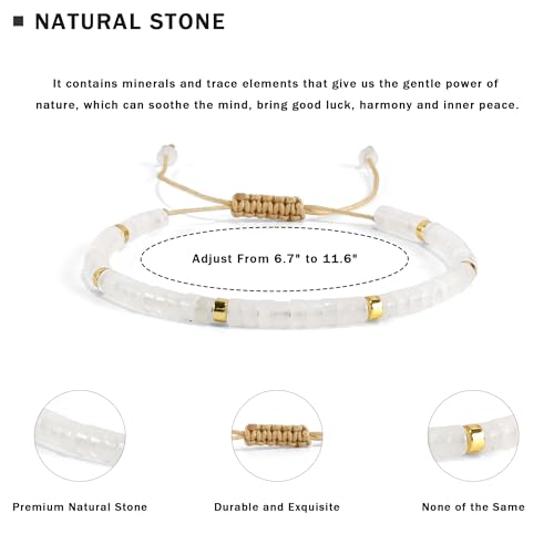 VIBILIA Get Well Gifts for Women, Inspirational Gifts Natural Stone Healing Bracelet, Thinking of You Encouragement Strength Bracelets for Women on Birthday Valentine's Day Easter Mother's Day - color: D. White Crystal