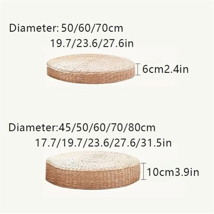 Yoga Mat, Meditation Cushion, Japanese Round Pad, Hand Woven Straw Seat Cushion, Floor Pillow for Tea Ceremony, Meditation and Yoga(3.9 * 23.6in)