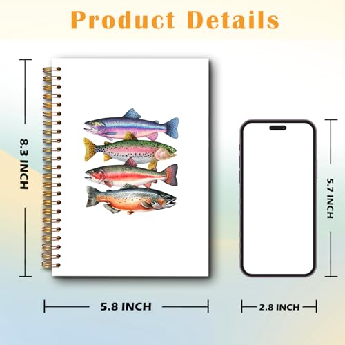 JINYO Colourful Fish Ocean Notebook, Beach Notebooks for Note Taking, Marine Biology Journals, Fishing Gifts for Women Men Spiral Notebook 5.5x8.3 Inch, Coastal Beachy School Office Supplies - color: white Colourful Fish Notebook