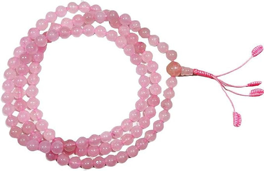 Agan Traders Authentic 108 Mala Beads Necklace – Tibetan Prayer Japamala – Meditation Necklace for Yoga Healing – Gemstone Mala Beads with Tassel for Men & Women - color: 8mm - RoseQuartz