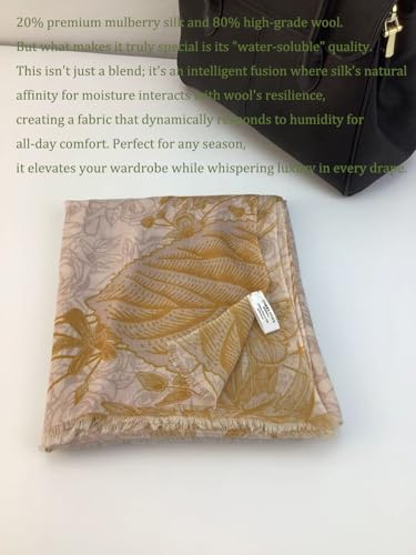 Luxury Cashmere Pashmina Style Shawl - Silk & Wool Blend Scarf, Lightweight Skin-Friendly Wrap - color: 3 Beige